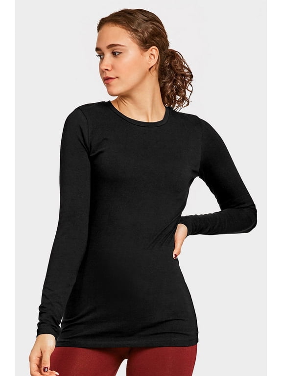 Women's Plus Size Long Sleeve Classic Fit Crew Neck T-Shirt Top