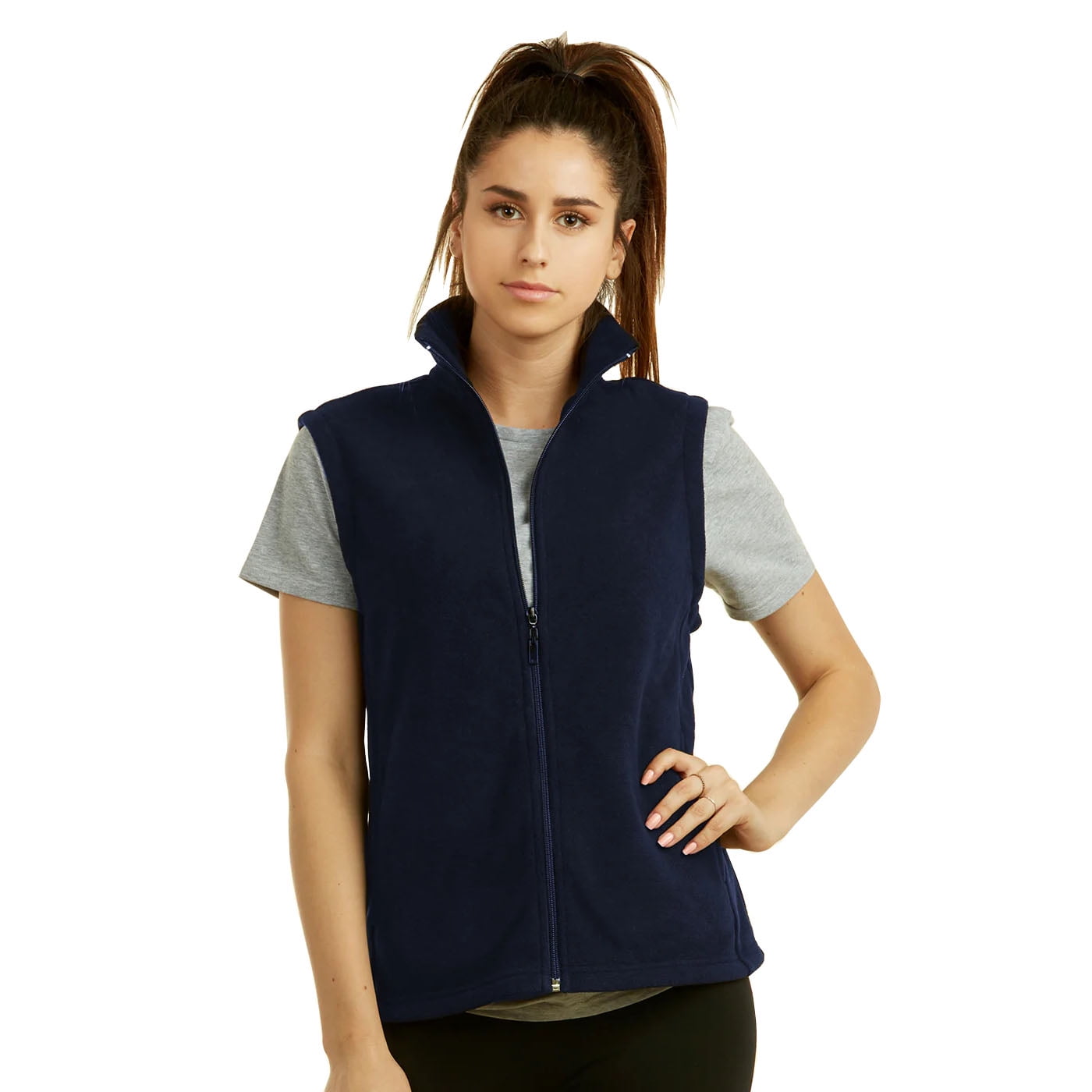 Womens navy fleece vest new arrivals