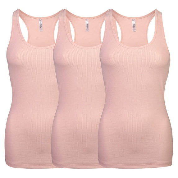 Sofra Women's Ribbed Knit Racerback Cotton Active Tank Top