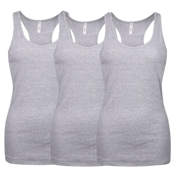 Sofra Women's Ribbed Knit Racerback Cotton Active Tank Top