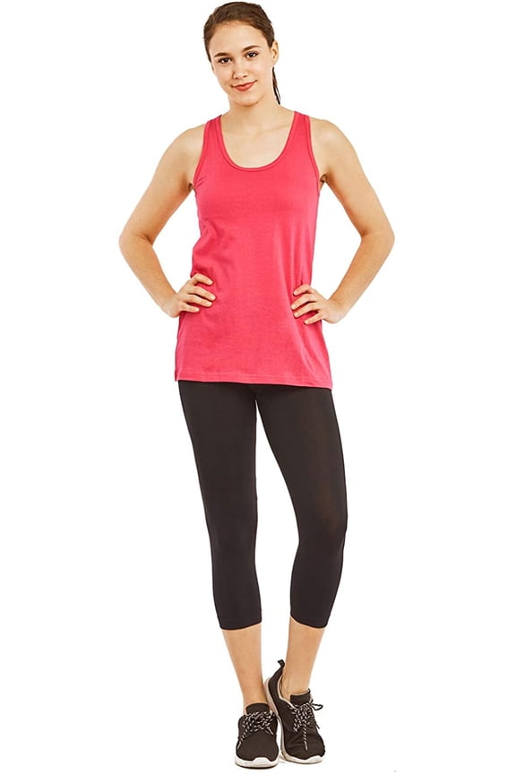 Women's Ribbed Waistband Seamless Capri Length Tight Leggings