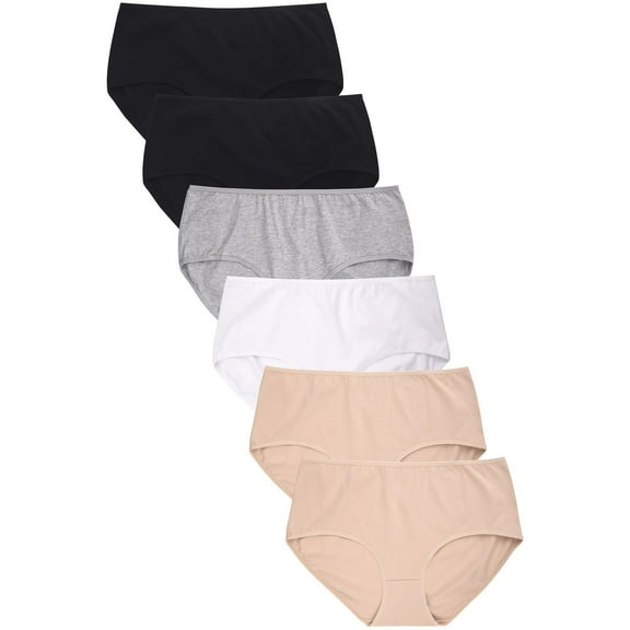 Sofra Women's Soft Breathable Cotton Bikini Brief Panties, Pack of 6 2XL, LP1379CKEX