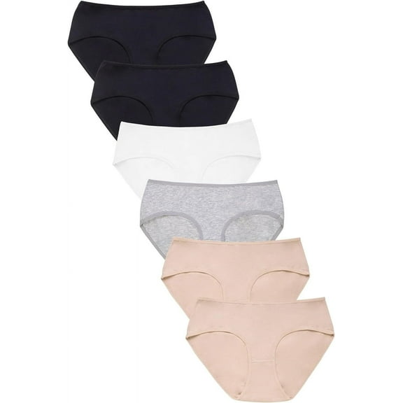 Sofra Women's Soft Cotton Bikini Panty Pack of 6 - Various Styles