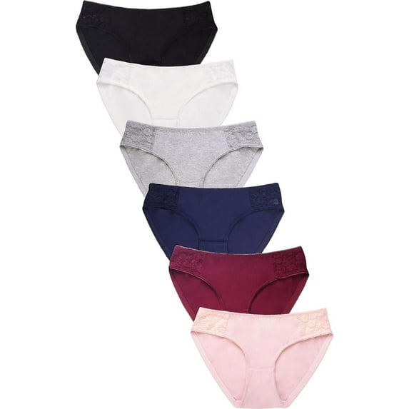 Sofra Women's Soft Cotton Bikini Panty Pack of 6 - Various Styles