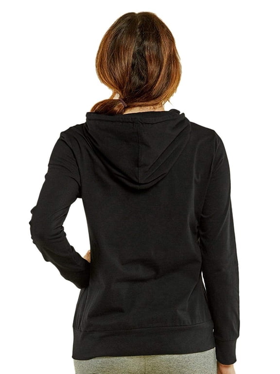 Women's Thin Cotton Pullover Hoodie Sweater L, Black