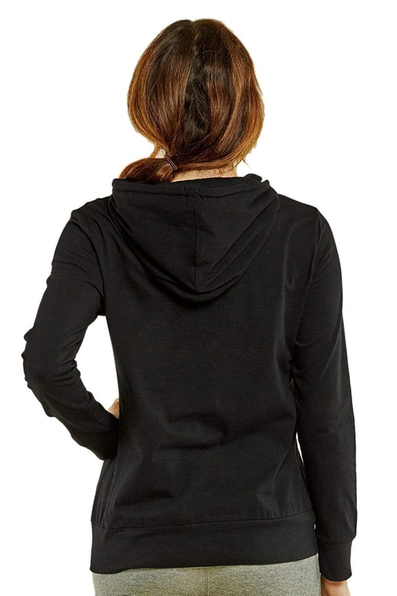 Women's Thin Cotton Pullover Hoodie Sweater L, Black