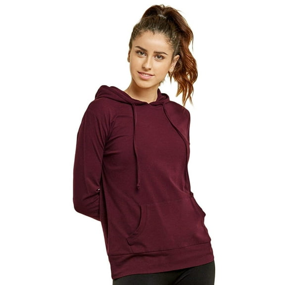 Sofra Women's Thin Cotton Pullover Hoodie Sweater L, Burgundy