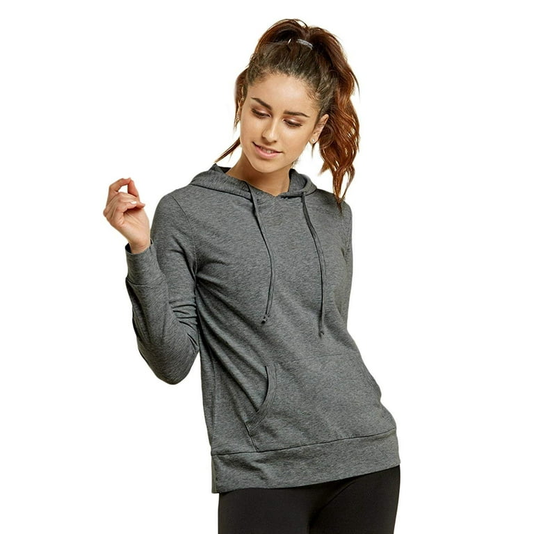 Sofra Women's Thin Cotton Pullover Hoodie Sweater L, Charcoal
