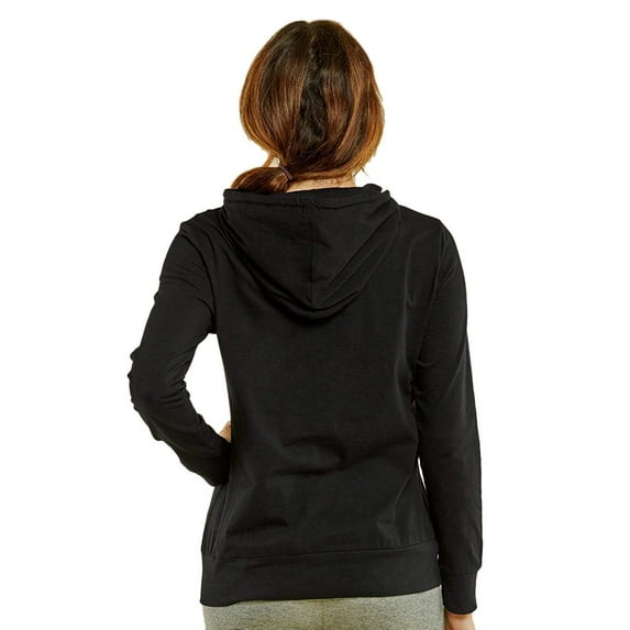 Sofra Women's Thin Cotton Pullover Hoodie Sweater M, Black