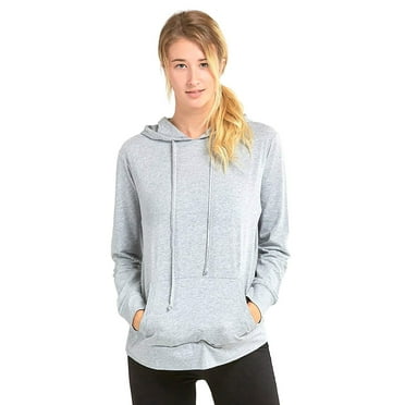 Sofra Women's Thin Cotton Pullover Hoodie Sweater M, Heather Gray