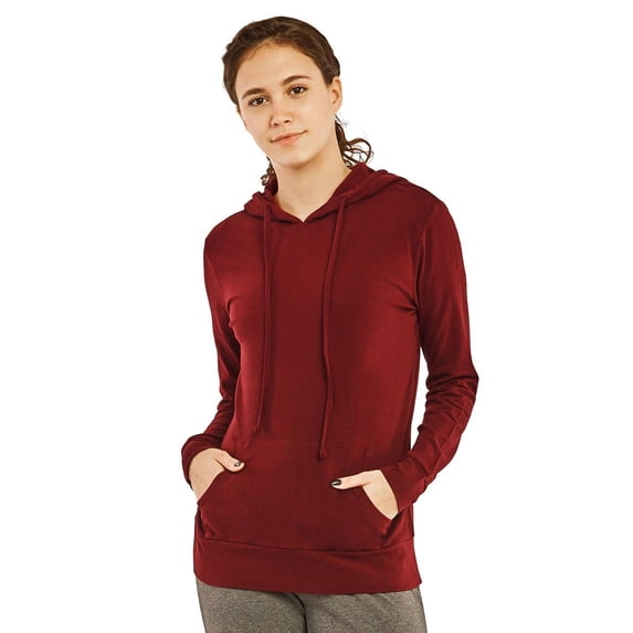 Sofra Womens Zip Up Hoodie Soft Cotton Jacket Sportswear, Burgundy Hoodie, Size: Large