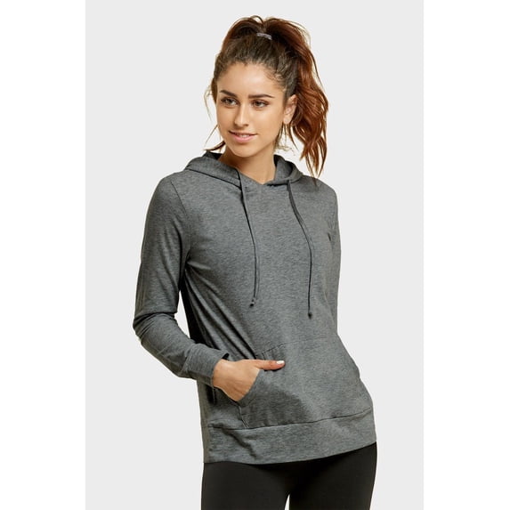 Sofra Womens Thin Cotton Pullover Hoodie Sweater, Charcoal Hoodie, Size: Medium