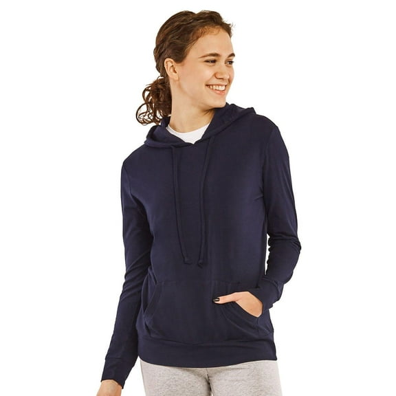 Sofra Womens Zip Up Hoodie Soft Cotton Jacket Sportswear, Navy Hoodie, Size: Large