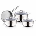 thumbnail image 1 of Sofram Soft Stainless Steel 7-Piece Cookware Set with Lids Pots and Pans Set Kitchen Cooking Set Stockpots Cooking Pots Casseroles, Silver, 1 of 10