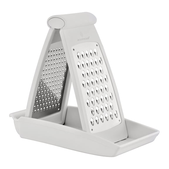 Sofram Stainless Steel Grater with Container Vegetable Chopper Shredder for Cheese, 2 Blades, White
