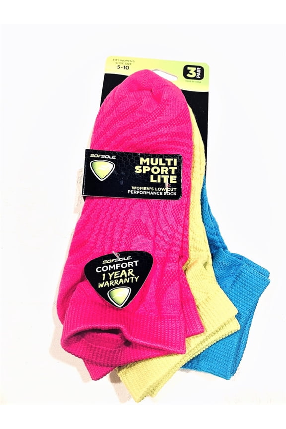 Sofsole Women's 3 Pairs/Pack Low Cut Performance Socks, Shoe Size 5-10, Solid Colors