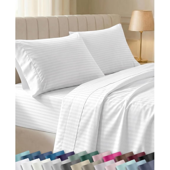 Soft 100% Cotton 400 Thread Count Sheets Queen, 4 Pcs