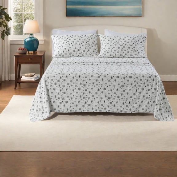 Soft 100% Cotton Cal King Sheets And Sheet Sets Snowflake Home Comfort