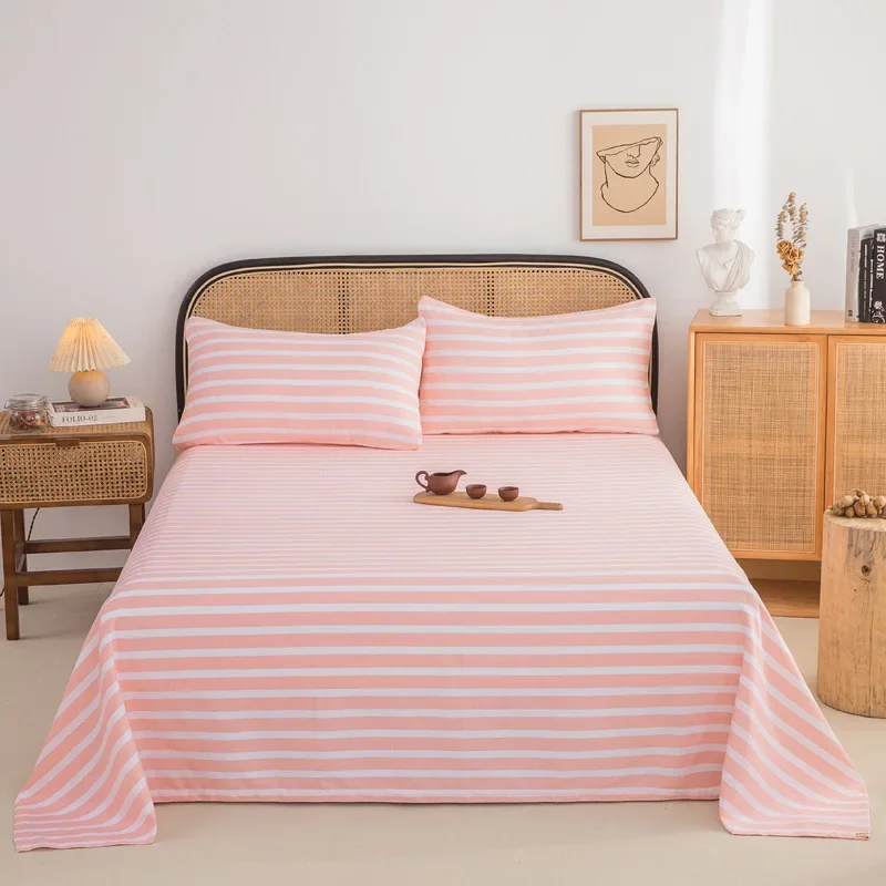 Soft 100% Cotton Coarse Cloth Bed Sheet Thick Sleep Naked Single Double Bedsheet Comfortable Durable Breathable Bed Sheets Queen