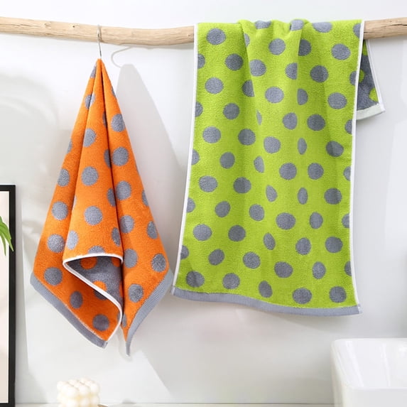 Soft Cotton Facial Towel, 34x74cm (13.39x29.13in), Green & Orange, Quick Absorbing, Skin-Friendly, Bath & Hair Towel, Easy to Clean, Includes 1 Face Towel