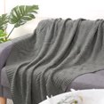 thumbnail image 1 of Soft 100% Cotton Knitted Throw Blanket for Couch Home Office Hotel Blanket Grey 50"x60", 1 of 7