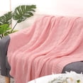 thumbnail image 1 of Soft 100% Cotton Knitted Throw Blanket for Couch Home Office Hotel Blanket Pink 50"x60", 1 of 7