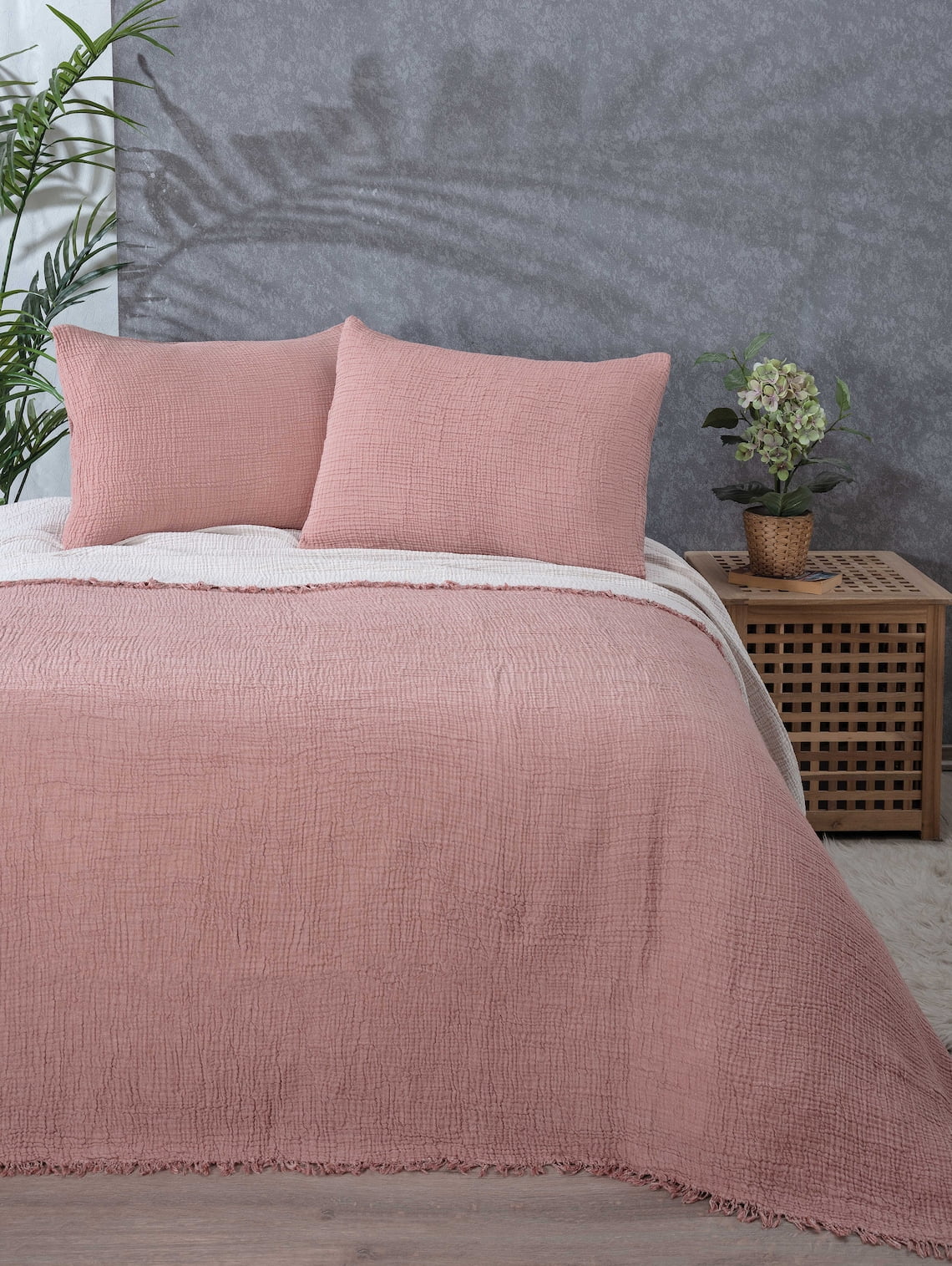 Brick Organic Cotton Muslin Standard Shams Set