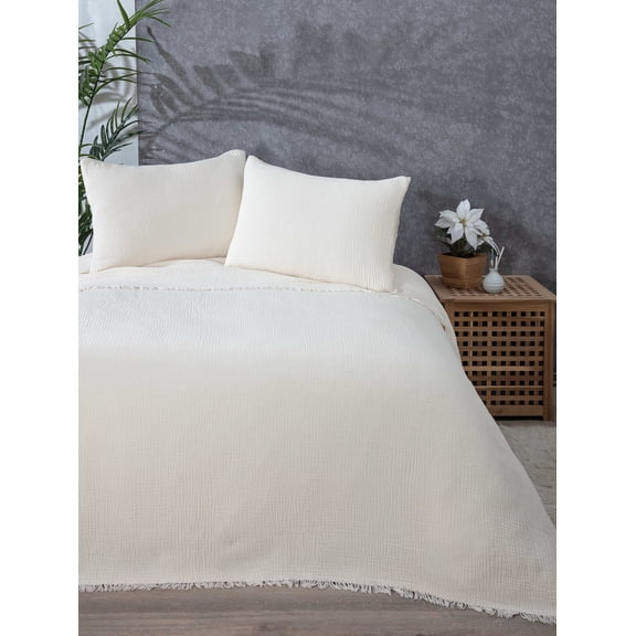 Soft 100% Turkish Cotton Muslin Bed Shams, Ivory, 20 x 30 inches, Standard Size 2 Pieces Shams