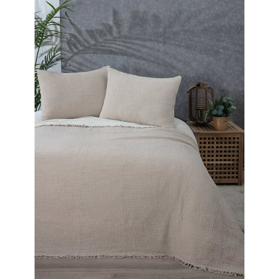 Soft 100% Turkish Cotton Muslin Bed Shams, Mink, 20 x 35 inches, King Size 2 Pieces Shams