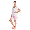 thumbnail image 1 of Soft 100% Turkish Cotton Swimsuit Cover Up Dress for Women Short Sleeve Beach Dress with Fringed Hem - Pink, 1 of 3