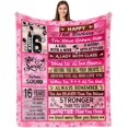 thumbnail image 1 of Soft 16th Birthday Blanket, Checkered Polyester Throw for Girls, Perfect 16 Gift for Daughter, Sister, Bestie, 60x50 Inch, 1 of 1