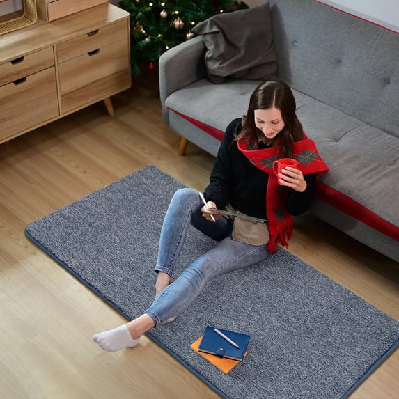 Soft 2x4 Small Runner Rug Bedside Rugs For Bedroom Indoor Hallway Carpets Non Slip Living Room Area Throw Memory Foam Laundry Teen Dorm Decor Blue