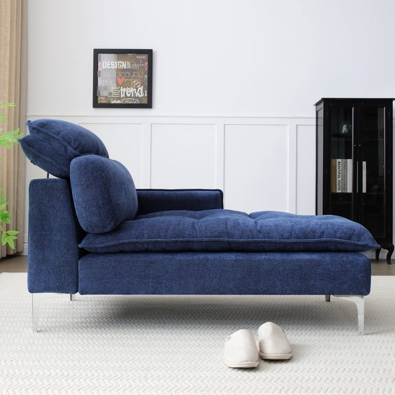 Soft 55" Chaise Lounge Chair with Cushion Back / Storage Function for Bedroom Organization