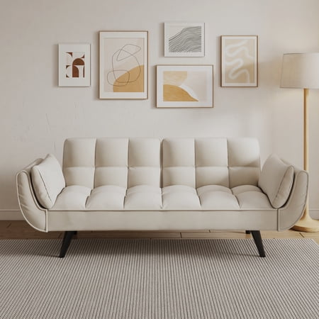 Soft 57 - inch sofa bed with easy - to - assemble design / Perfect for overnight stays in small bedrooms