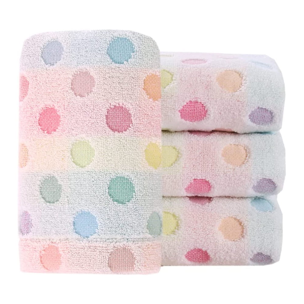 Soft & Absorbent, 35x75CM, Set of 4 Colorful Polka Dot Cotton Hand Towels