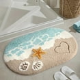 thumbnail image 1 of Soft and Absorbent Beach Bathroom Rug, Non-Slip Backing, Ideal for Bathroom, Kitchen and Entryway Decor, Sea Beach Starfish Shell Bath Decor, Azure Bay, 236x157 Inches, 1 of 6