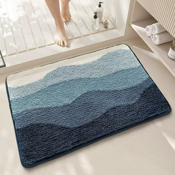 Soft and Absorbent Beach Bathroom Rug, Non-Slip Backing, Ideal for Bathroom, Kitchen and Entryway Decor, Sea Beach Starfish Shell Bath Decor, Azure Bay, 236x157 Inches