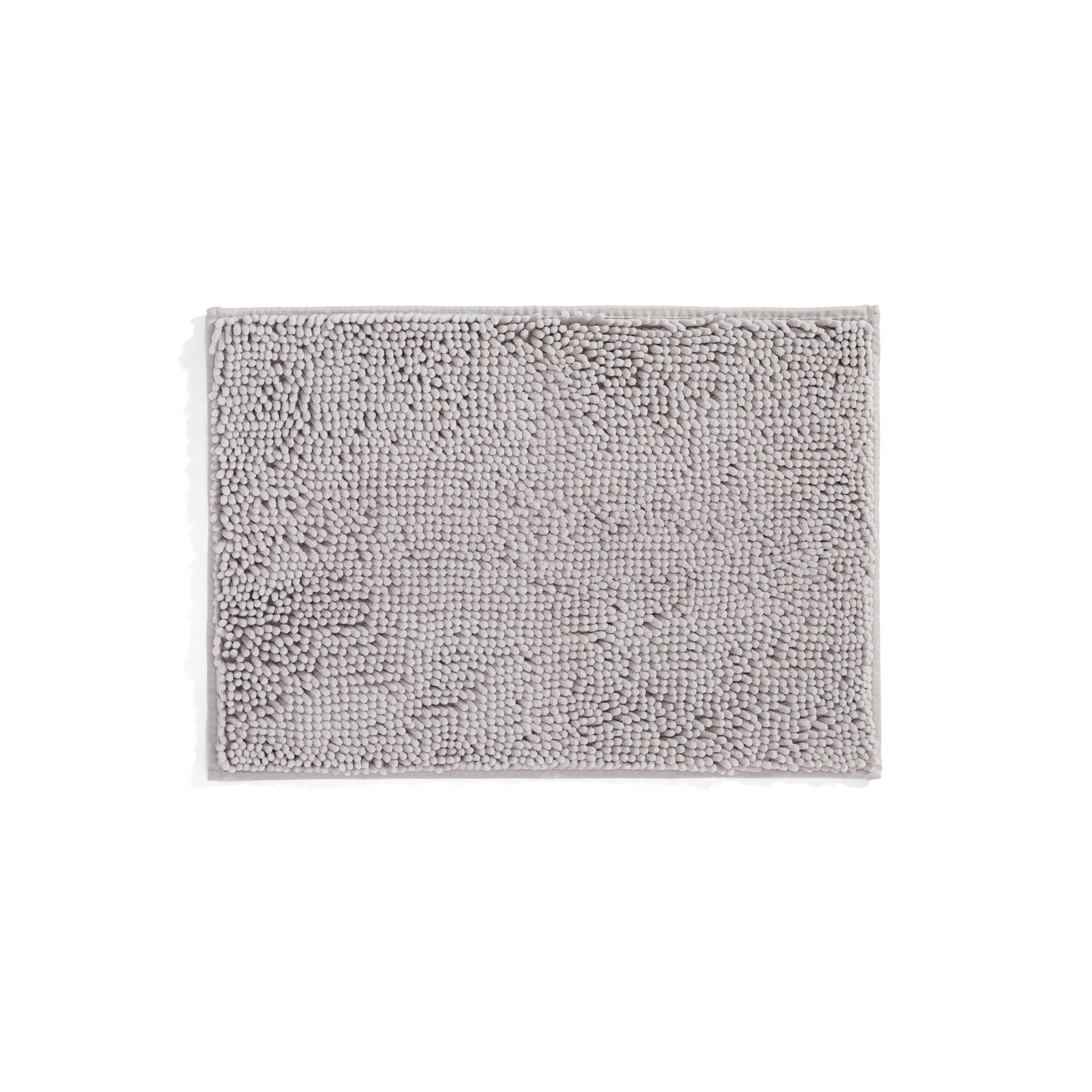 Soft Absorbent Chenille Bath Mat Rug with Anti-Skid Rubber Backing, 24 x 17, Light Gray, by Noble Linens