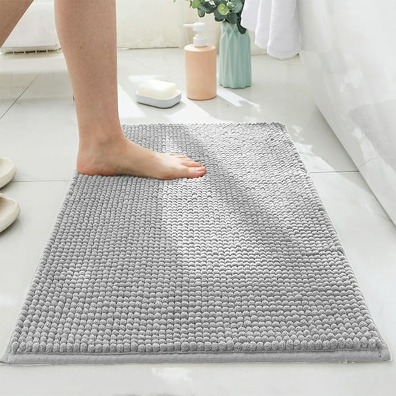 Soft Absorbent Non-Slip Chenille Bath Rug | Dense Short Pile Modern Carpet Mat | All-Season Quick-Dry Floor Mat for Bedroom & Bathroom | 40x60cm (16x24in) | Includes 1 Rug