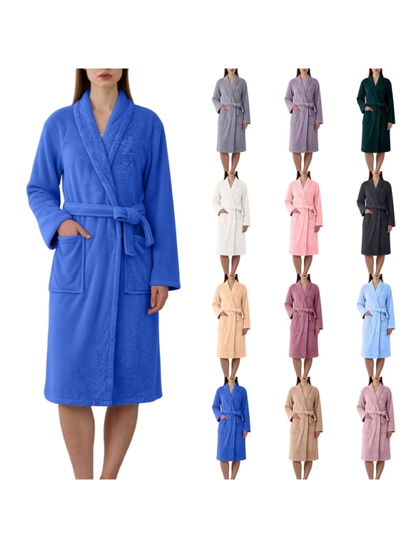 Soft & Absorbent Towel Robe, 100% Cotton Turkish Terry Cloth Kimono Bathrobes for Women