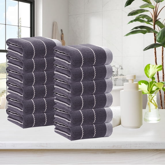 Soft Absorbent Towel Set - 27" x 13" - 12 Piece Cotton Towels for Home, Spa, Gym - Quick Drying Household Towels - JASKFLY