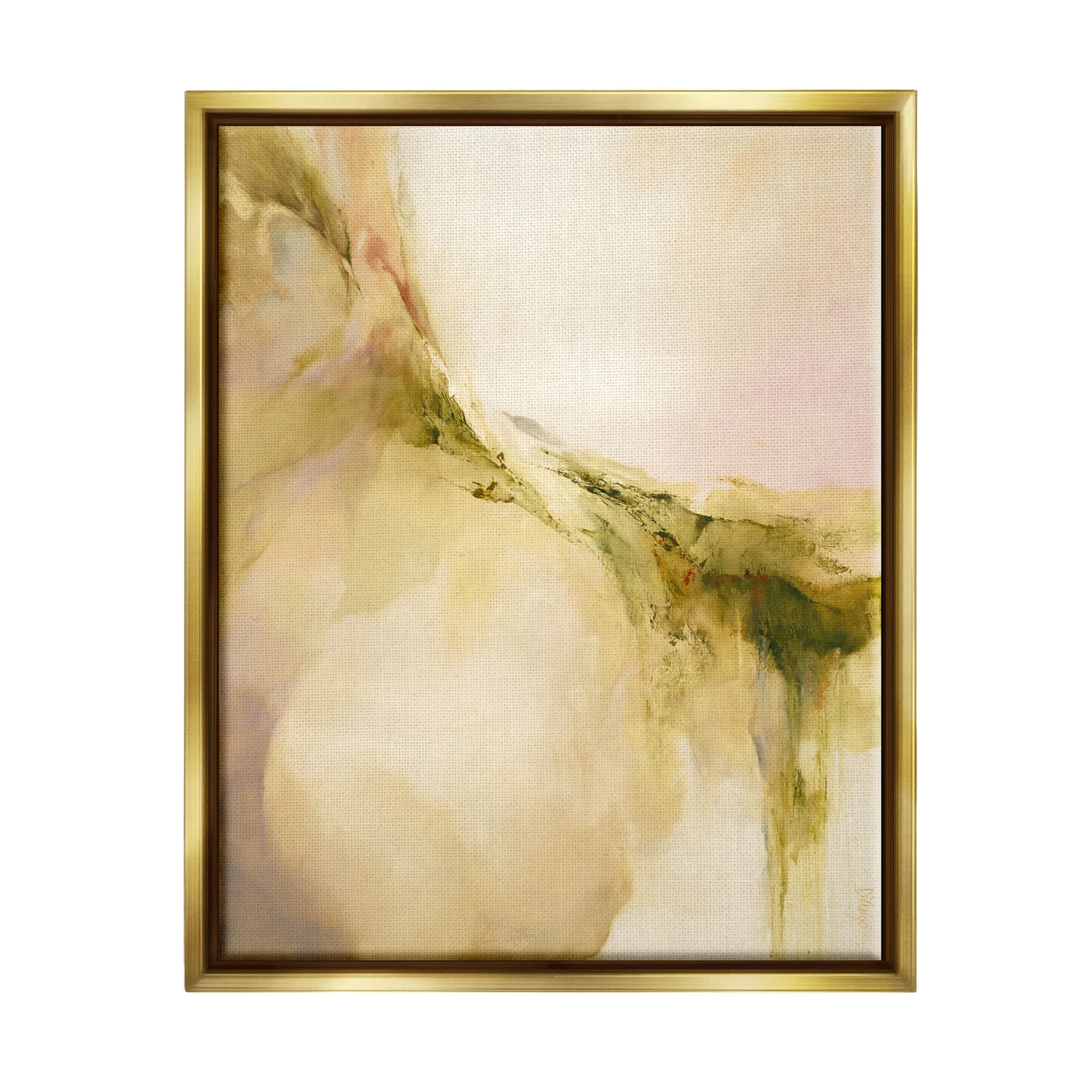 Soft Abstract Neutral Composition Canvas Print with Gold Frame