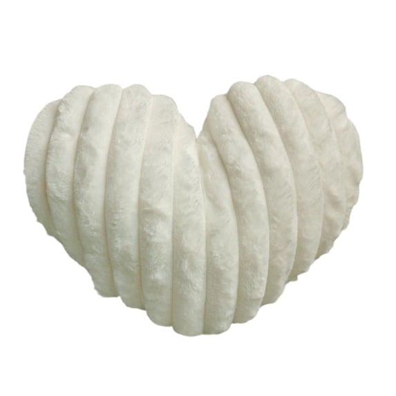 Soft Accent Couch Pillow, White Decorative Pillow, Couch Throw Pillows for Living Room, Heart Decorations, 12X10 Inch Plush Ribbed Heart Cushion for Newlywed Couples, Perfect for