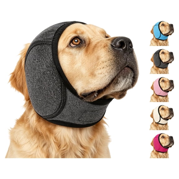 Soft Adjustable Chin Strap Noise Cancelling Dog Ear Wrap For Dogs Fireworks Thunder Vacuum Grooming Travel Anxiety Relief, Assorted Colors, 1 Pack