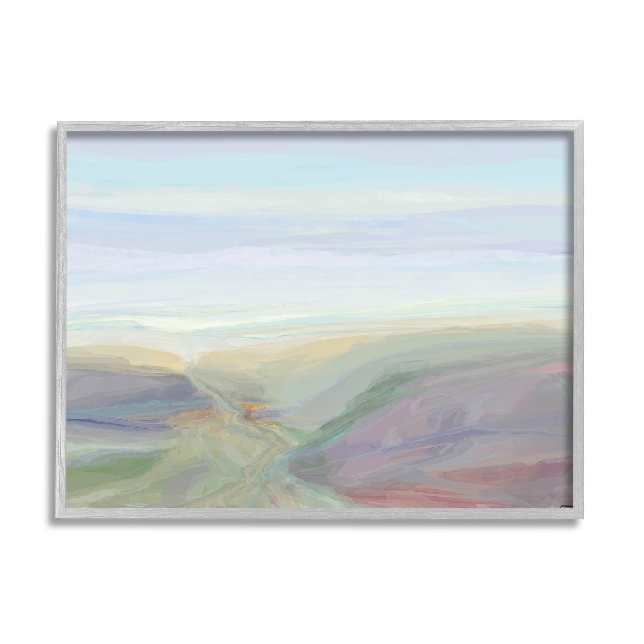 Soft Aerial View Nature Scenery Abstract Graphic Art Gray Framed Art Print Wall Art