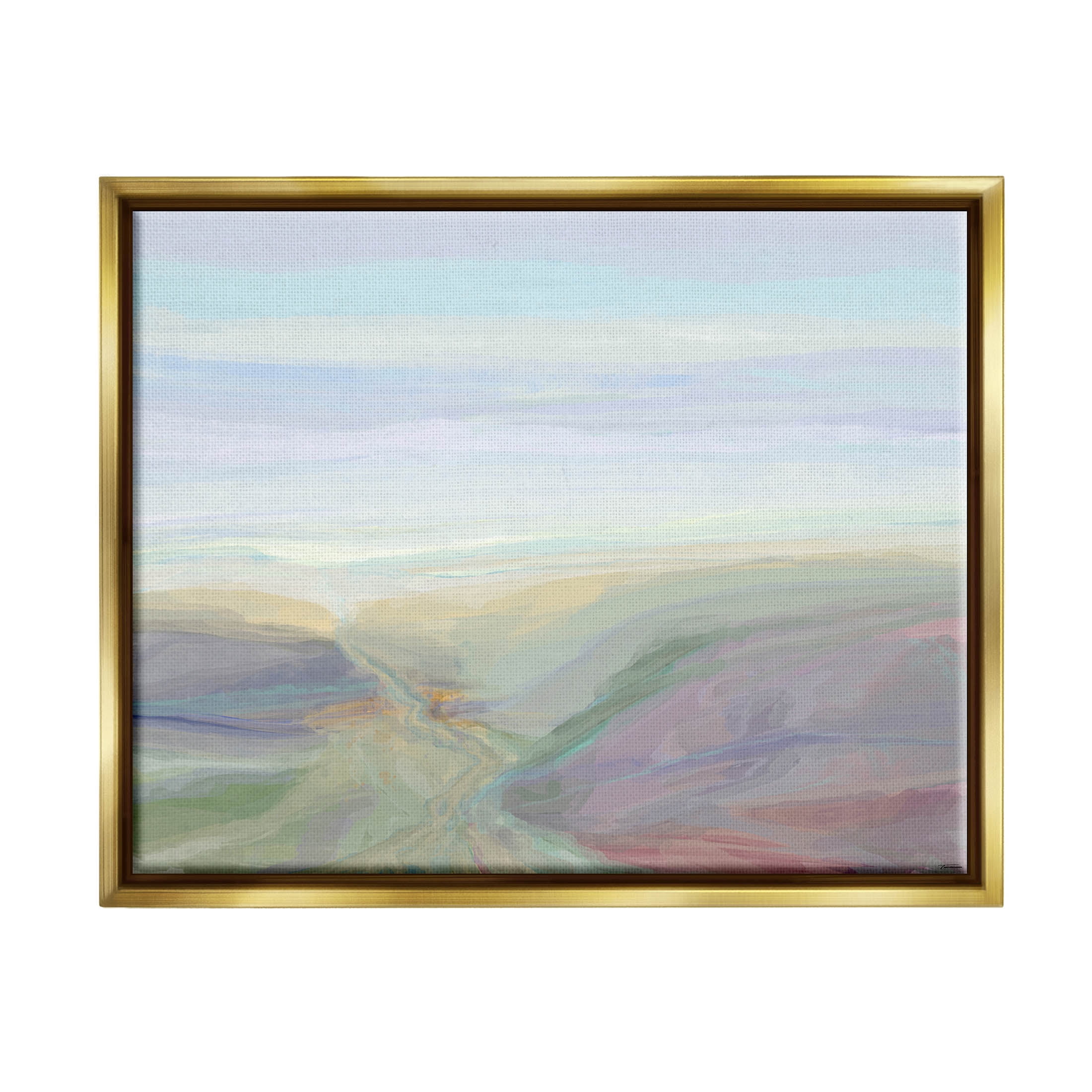 Soft Aerial View Nature Scenery Abstract Graphic Art Metallic Gold Framed Art Print Wall Art