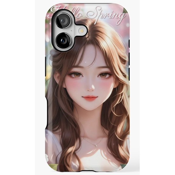 Soft Aesthetic Spring Floral Portrait Phone Case for iPhone 11 12 13 14 15 16 17 Pro Max