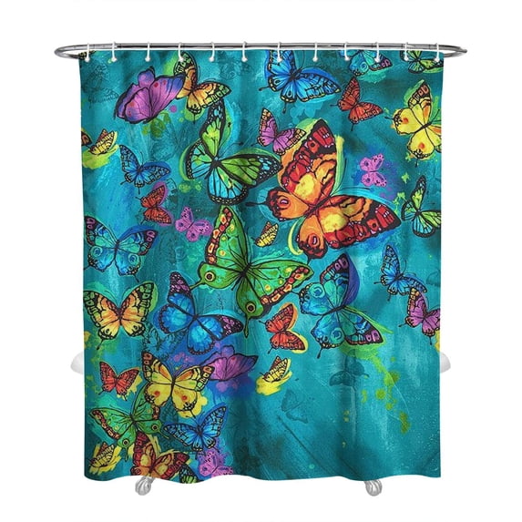 Soft Aesthetic Watercolor Flowers Shower Curtain Hotel Style Bath Curtain 72x84 Inch Artistic Floral Butterfly Print Machine Washable