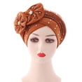 thumbnail image 1 of Soft African Head Wrap Flower Beanie Cap Headwear Stretch Rhinestones Turban for Women and Girls, 1 of 8