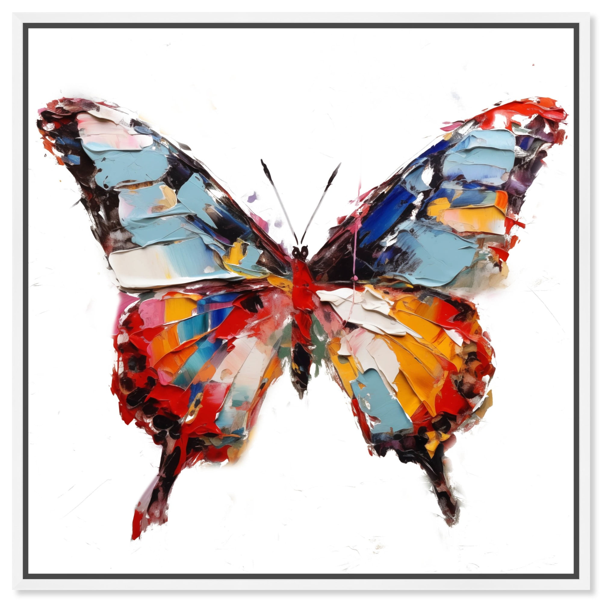 Colorful Butterfly Canvas Art Print with White Frame, 12" x 12"